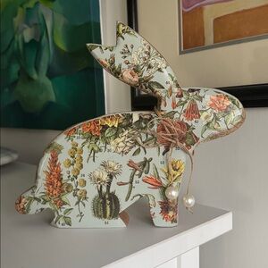 Wooden Decorative Floral Bunny